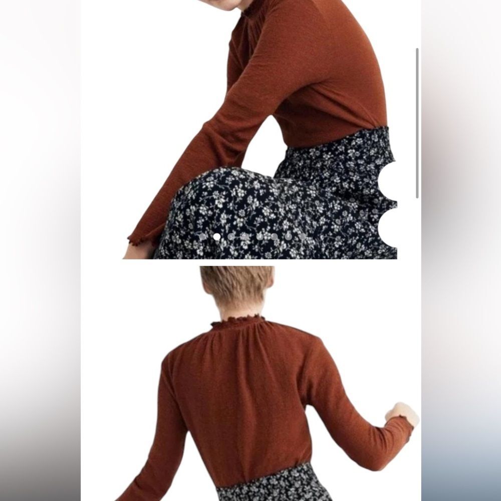 Madewell Rust Texture & Thread Ruffled Mockneck L… - image 4